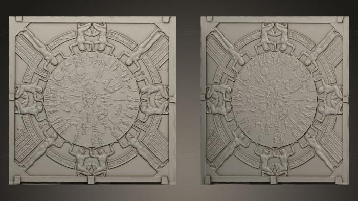 High reliefs and bas-reliefs of fantasy (Dendera zodiac, GRLFF_0002) 3D models for cnc